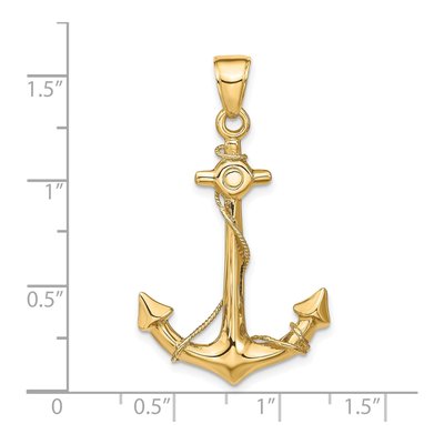 14K Yellow Gold 3D Anchor Pendant – view 6