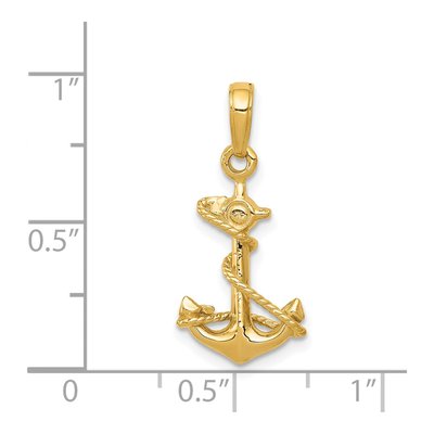 14K Yellow Gold 3-D Anchor Pendant – view 5