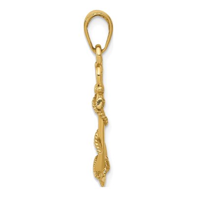 14K Yellow Gold Anchor Rope Pendant – view 3