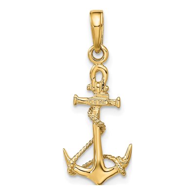 14K Yellow Gold Anchor Rope Pendant – view 4