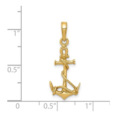 14K Yellow Gold Anchor Rope Pendant – view 5