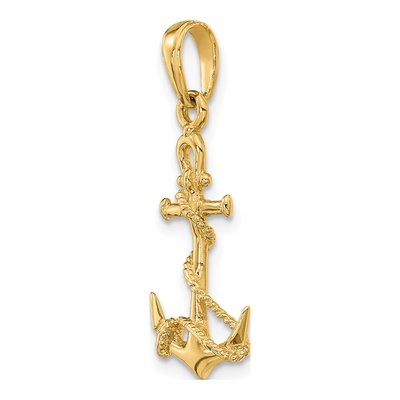 14K Yellow Gold Anchor Rope Pendant – view 6