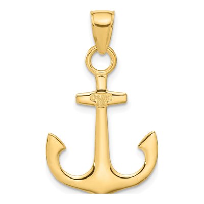 14K Yellow Gold Anchor Pendant – view 4