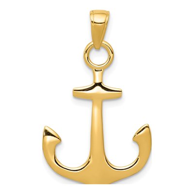 14K Yellow Gold Anchor Pendant
