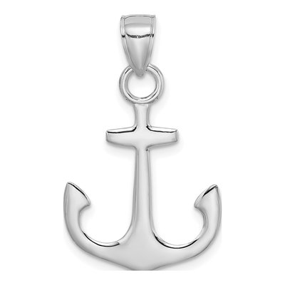 14K White Gold 3-D Anchor Pendant