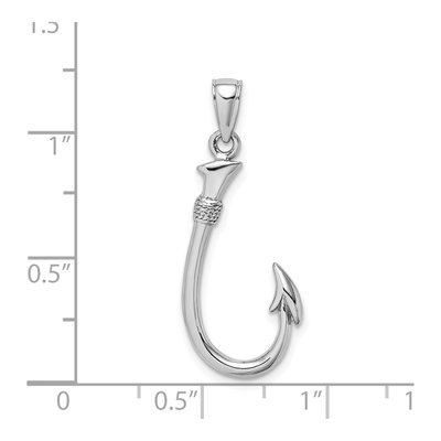 14K White Gold 3-D Fish Hook Pendant – view 4