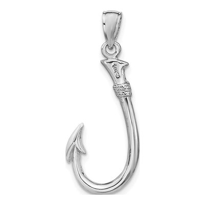 14K White Gold 3-D Fish Hook Pendant – view 5