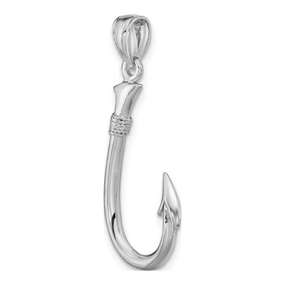 14K White Gold 3-D Fish Hook Pendant – view 6
