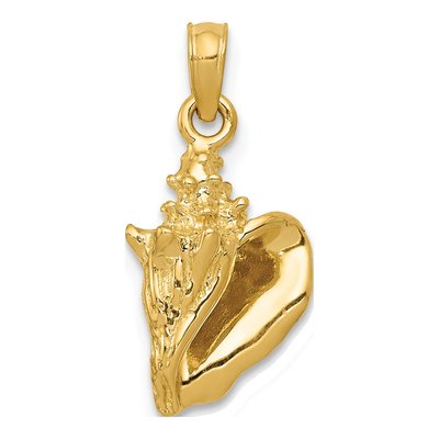 14K Yellow Gold 3-D Conch Shell Pendant