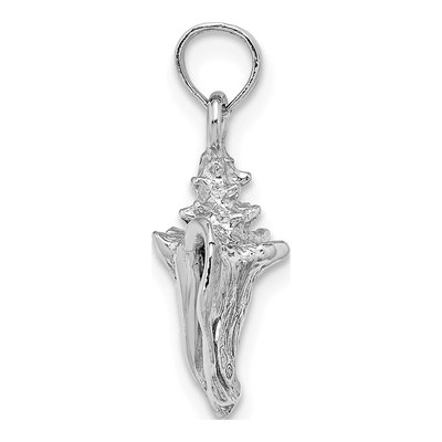 14K White Gold 3D Conch Shell Pendant – view 3