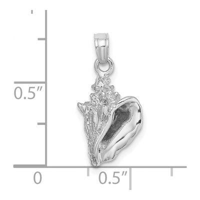 14K White Gold 3D Conch Shell Pendant – view 4