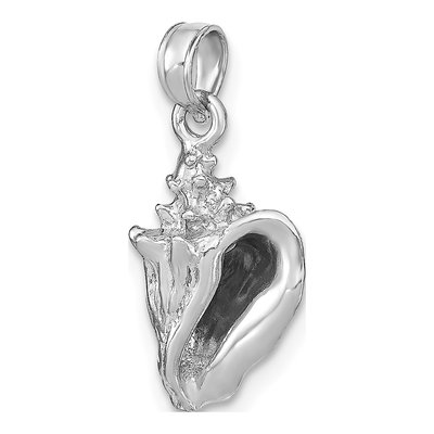 14K White Gold 3D Conch Shell Pendant – view 6