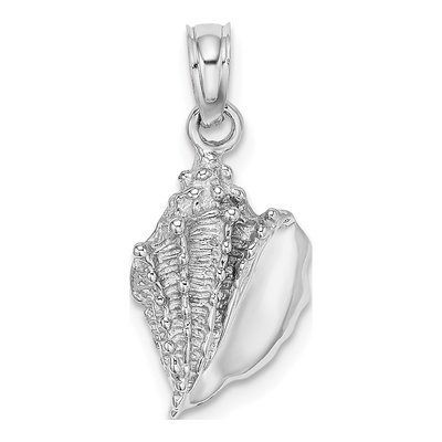 14K White Gold Conch Shell Pendant