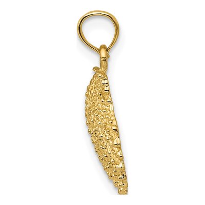 14K Yellow Gold Textured Scallop Shell Pendant – view 3