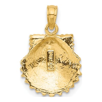 14K Yellow Gold Textured Scallop Shell Pendant – view 4