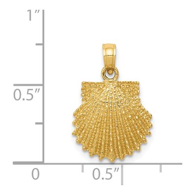 14K Yellow Gold Textured Scallop Shell Pendant – view 5