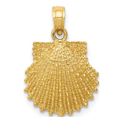 14K Yellow Gold Textured Scallop Shell Pendant