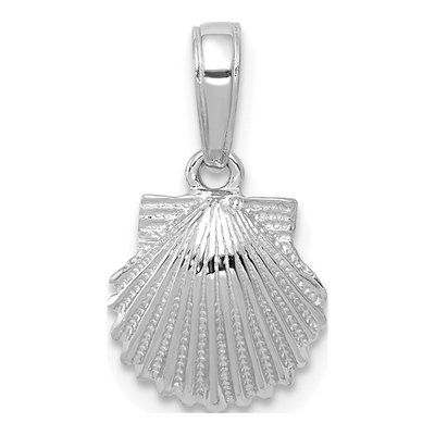 14K White Gold Scallop Shell Pendant