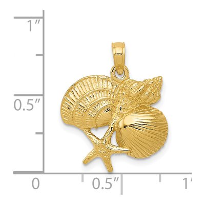 14K Yellow Gold Four Shell Cluster Pendant – view 4