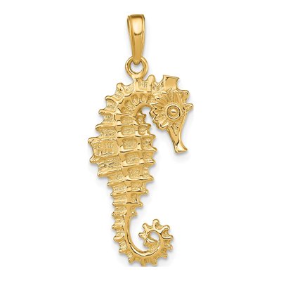 14K Yellow Gold 3-D Seahorse Pendant – view 4