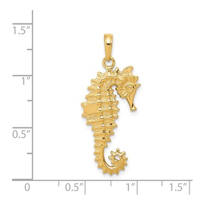 14K Yellow Gold 3-D Seahorse Pendant – view 5