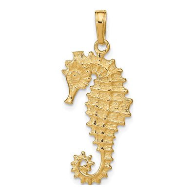 14K Yellow Gold 3-D Seahorse Pendant