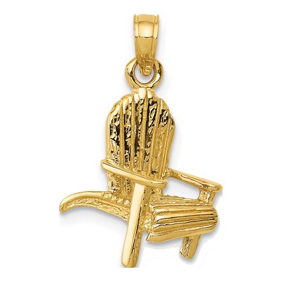 14K Yellow Gold 3-D Beach Chair Pendant