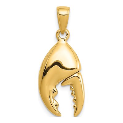 14K Yellow Gold 3-D Moveable Crab Claw Pendant – view 4