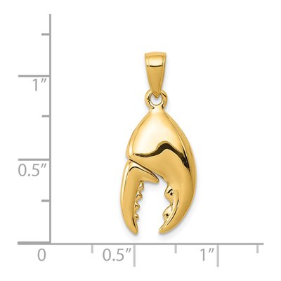 14K Yellow Gold 3-D Moveable Crab Claw Pendant – view 5