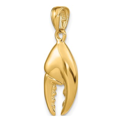 14K Yellow Gold 3-D Moveable Crab Claw Pendant – view 6