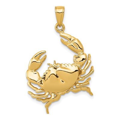 14K Yellow Gold Crab Pendant