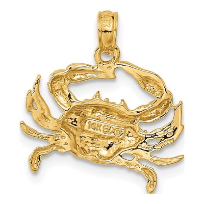 14K Yellow Gold Blue Crab Pendant – view 4