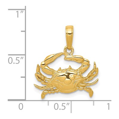 14K Yellow Gold Blue Crab Pendant – view 5
