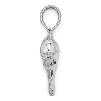 14K White Gold 3D Puffed Dolphin Pendant – view 3