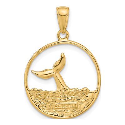 14K Yellow Gold Whale Tail Circle Pendant – view 4