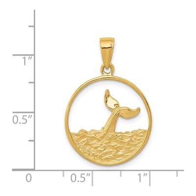 14K Yellow Gold Whale Tail Circle Pendant – view 5