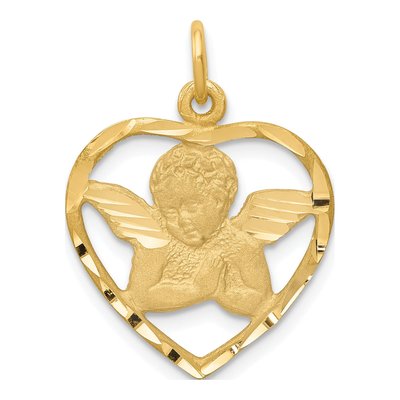 14K Yellow Gold Angel Heart Pendant