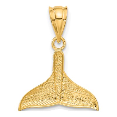 14K Yellow Gold Whale Tail Pendant – view 4