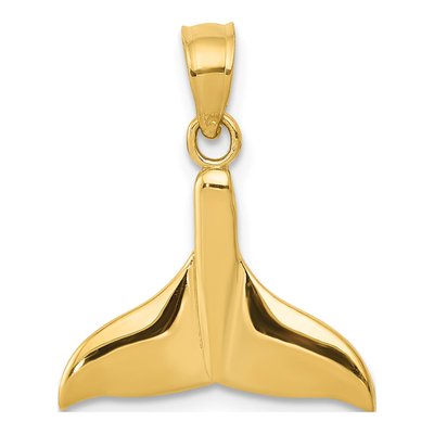 14K Yellow Gold Whale Tail Pendant