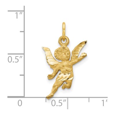 14K Yellow Gold Diamond-Cut Angel Pendant – view 5