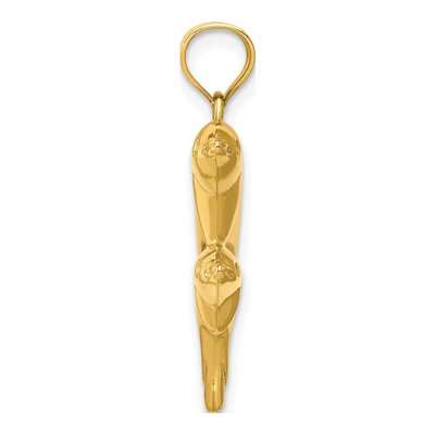 14K Yellow Gold Dolphin Pair Pendant – view 3
