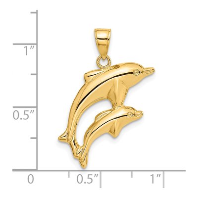 14K Yellow Gold Dolphin Pair Pendant – view 5