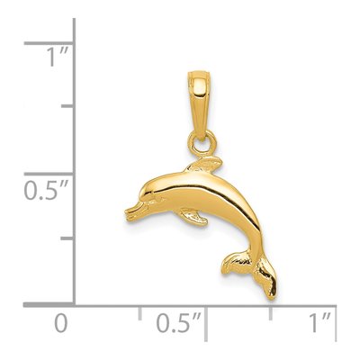 14K Yellow Gold Dolphin Jumping Pendant – view 4