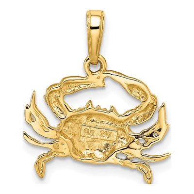 14K Yellow Gold Diamond-Cut Blue Crab Pendant – view 3