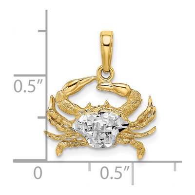 14K Yellow Gold Diamond-Cut Blue Crab Pendant – view 4