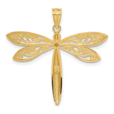 14K Yellow Gold Dragonfly Pendant – view 4