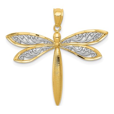 14K Yellow Gold Dragonfly Pendant
