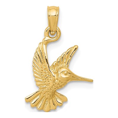 14K Yellow Gold Hummingbird Pendant