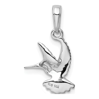 14K White Gold Hummingbird Pendant – view 4