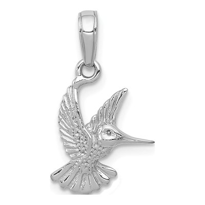 14K White Gold Hummingbird Pendant